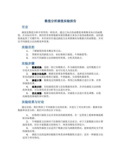 数值分析插值实验报告