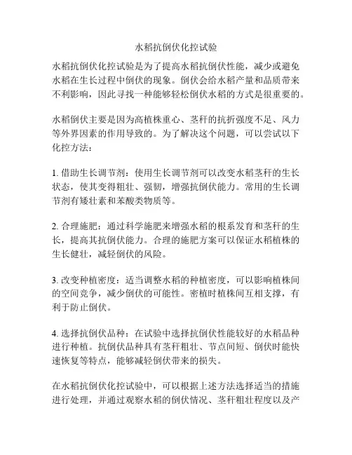 水稻抗倒伏化控试验