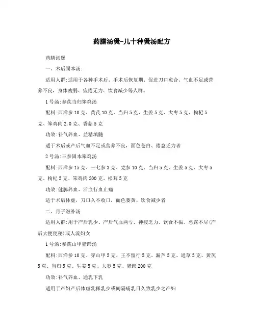 药膳汤煲-几十种煲汤配方