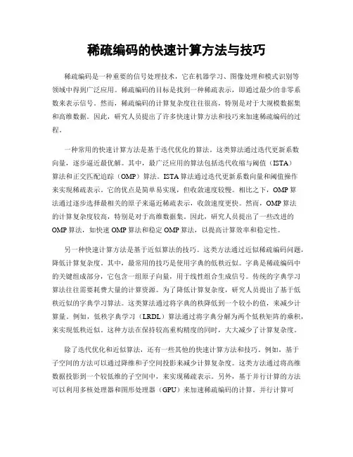 稀疏编码的快速计算方法与技巧