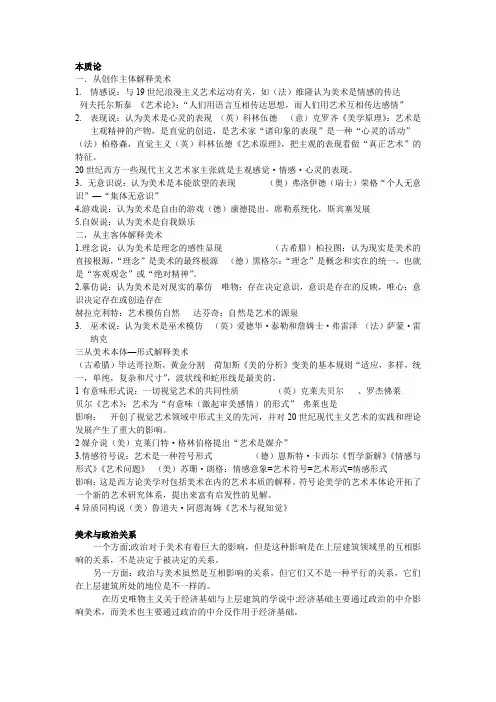美术概论复习重点