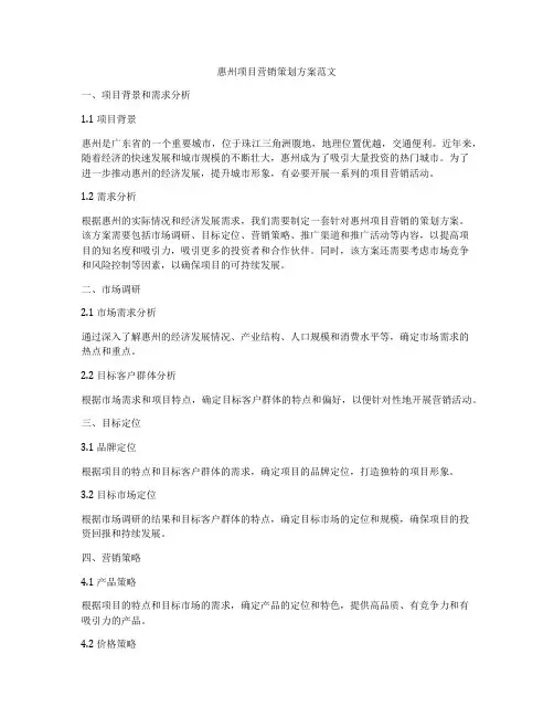惠州项目营销策划方案范文