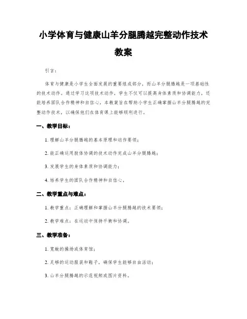 小学体育与健康山羊分腿腾越完整动作技术教案