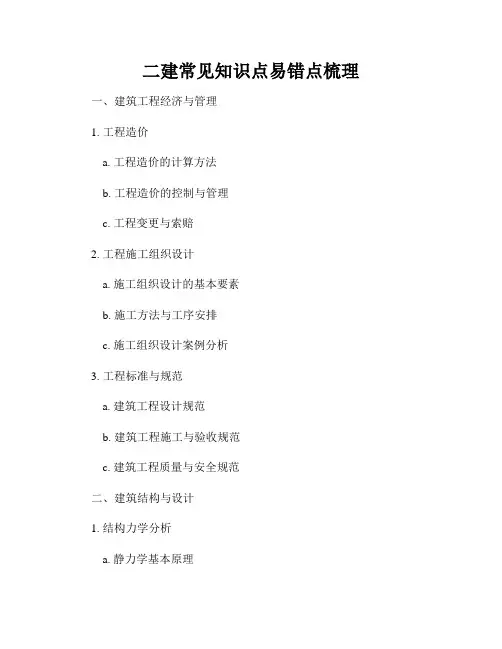 二建常见知识点易错点梳理