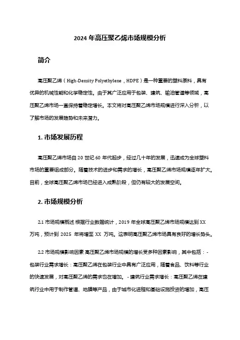 2024年高压聚乙烯市场规模分析