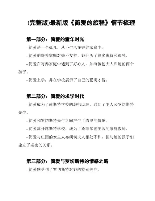 (完整版)最新版《简爱的旅程》情节梳理