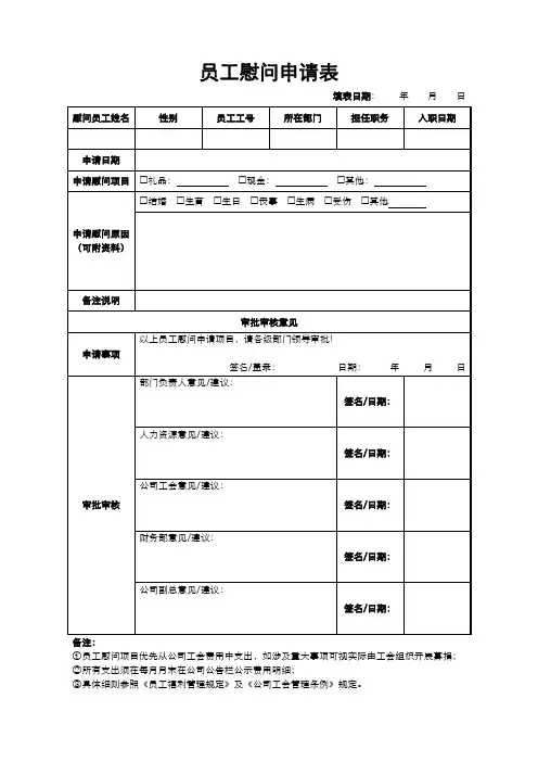 员工慰问申请表
