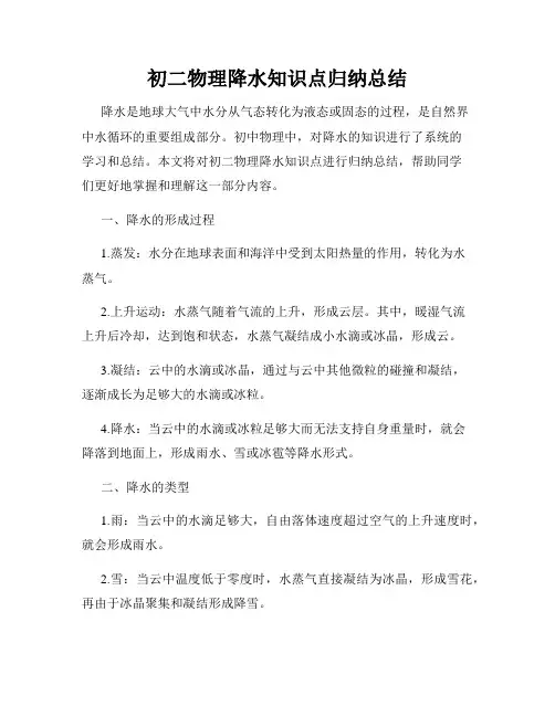初二物理降水知识点归纳总结