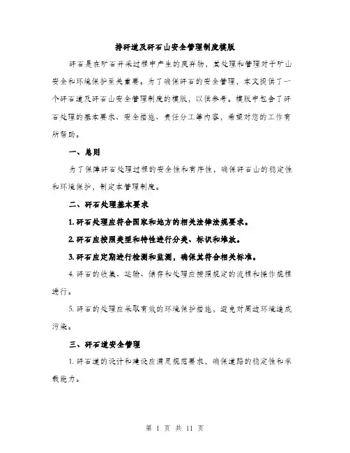 排矸道及矸石山安全管理制度模版（3篇）