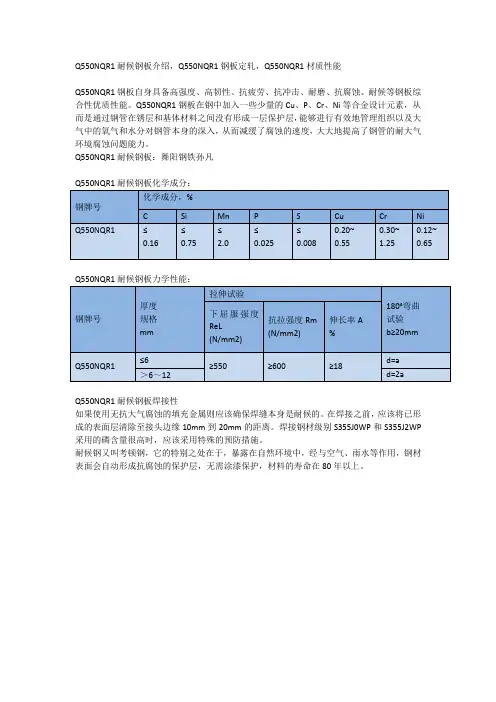 Q550NQR1耐候钢板介绍,Q550NQR1钢板定轧,Q550NQR1材质性能