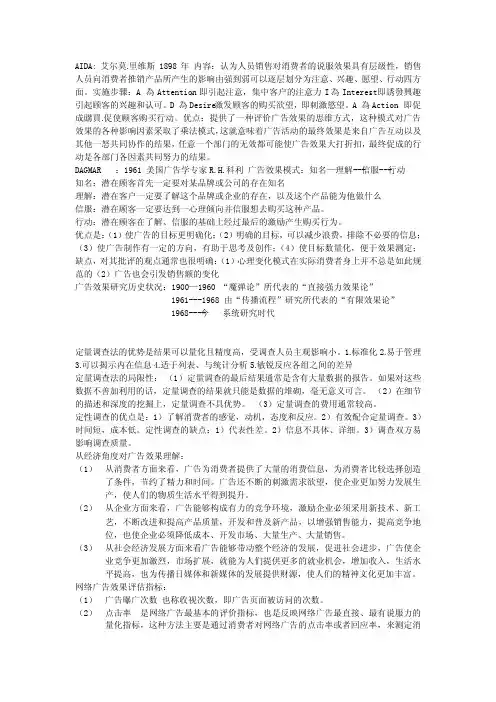广告效果研究理论