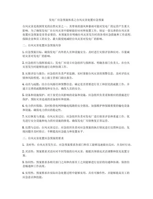 发电厂应急预案体系之台风灾害处置应急预案