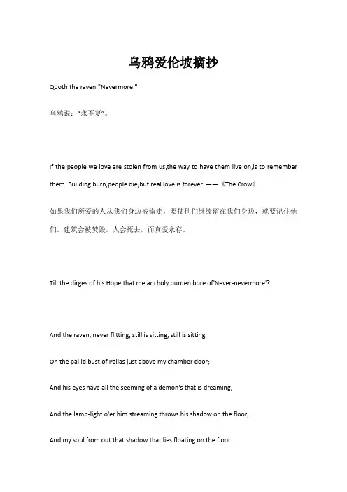 乌鸦爱伦坡摘抄