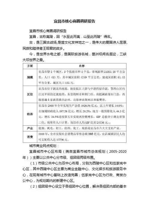 宜昌市核心商圈调研报告