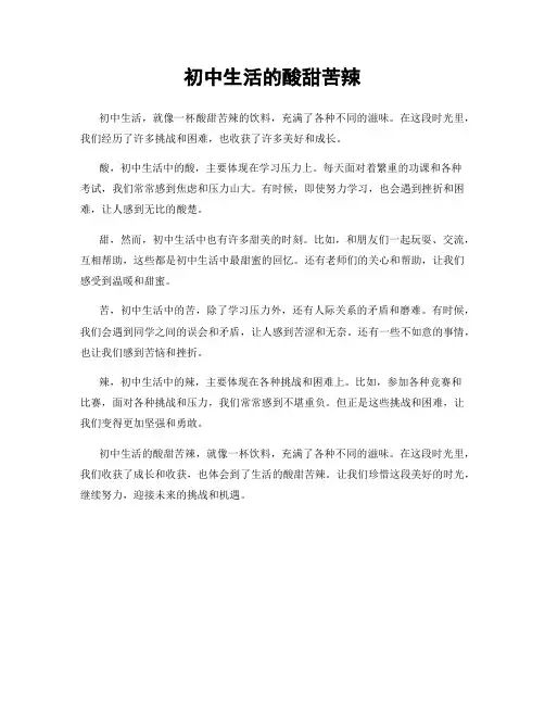 初中生活的酸甜苦辣