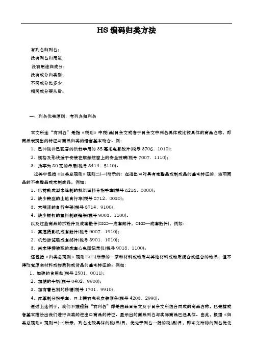 HS编码归类方法