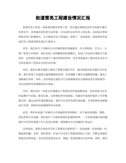 街道雪亮工程建设情况汇报
