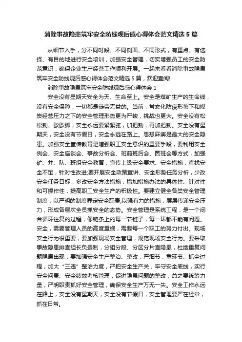 消除事故隐患筑牢安全防线观后感心得体会范文精选5篇