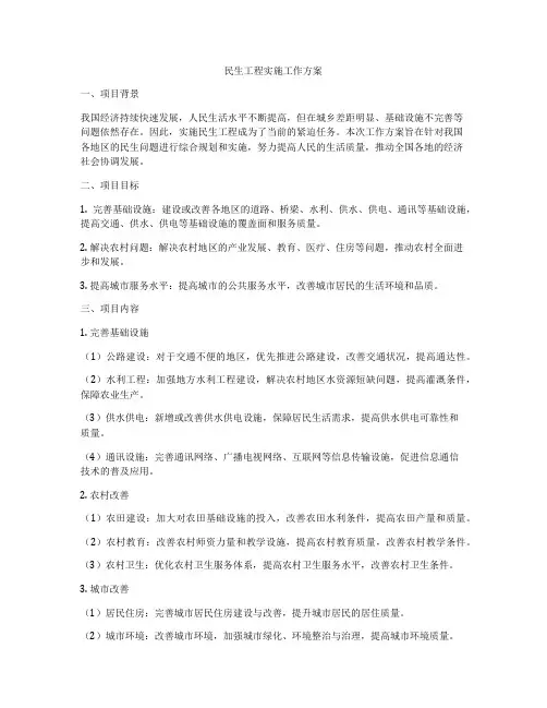 民生工程实施工作方案