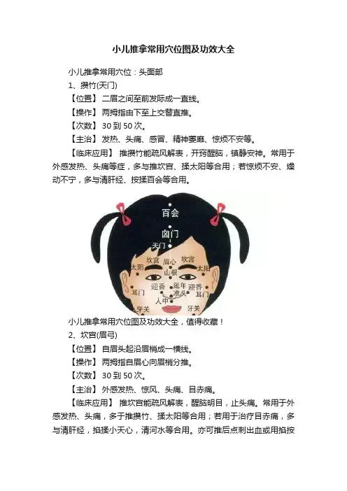 小儿推拿常用穴位图及功效大全