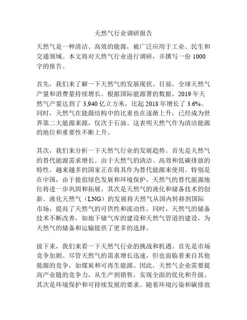 天然气行业调研报告
