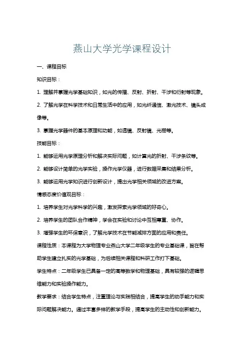 燕山大学光学课程设计