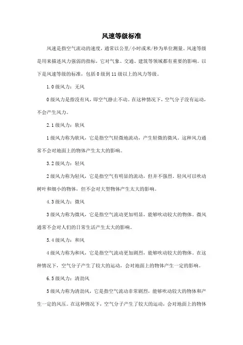风速等级标准