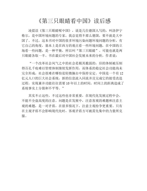 《第三只眼睛看中国》读后感