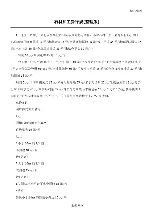 石材加工费行规[整理版]