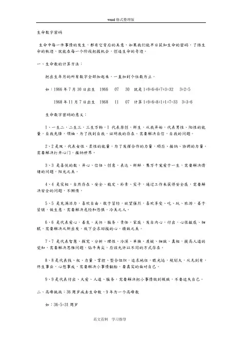 生命数字密码