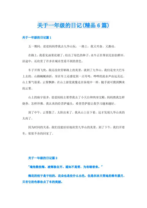 关于一年级的日记(精品6篇)