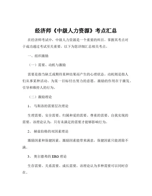 经济师《中级人力资源》考点汇总