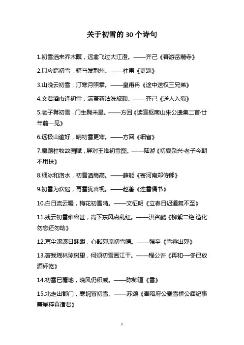 关于初雪的30个诗句