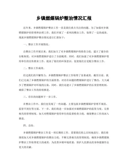乡镇燃煤锅炉整治情况汇报