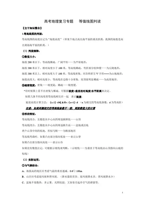 高考专题：等值线图判读