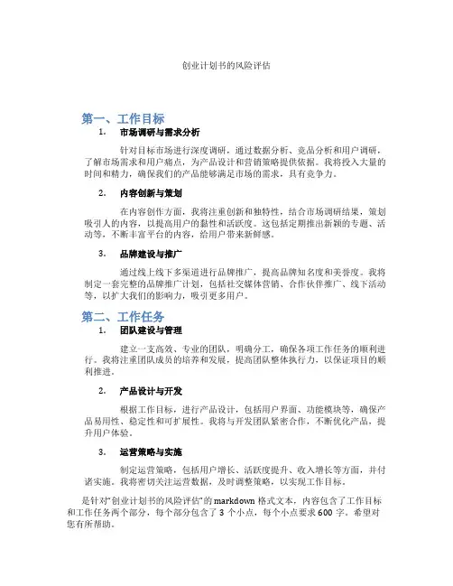 创业计划书的风险评估