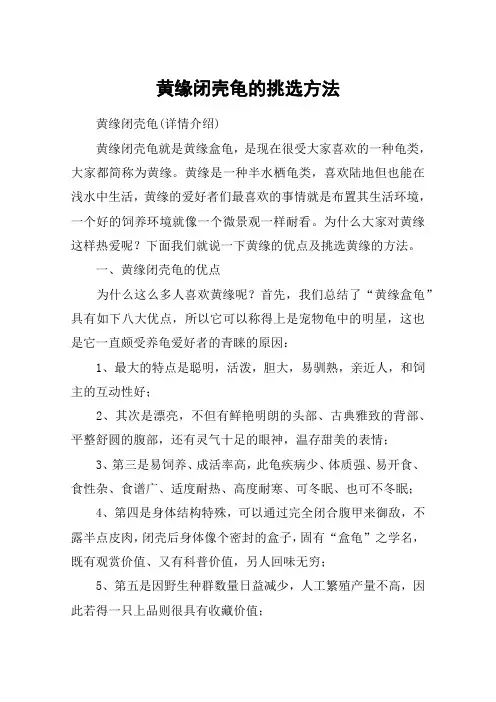 黄缘闭壳龟的挑选方法