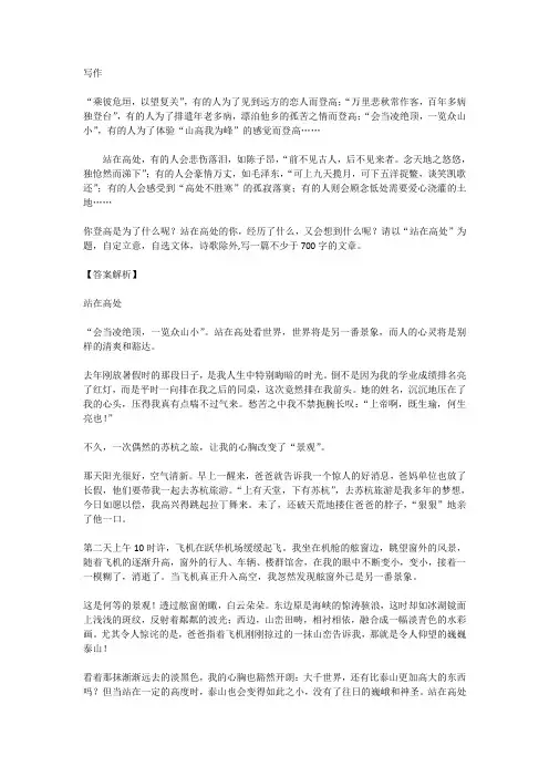 高考语文满分作文范例及解析--站在高处