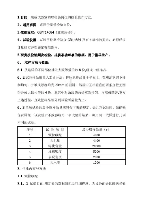 砂子物理检验作业指导书secret