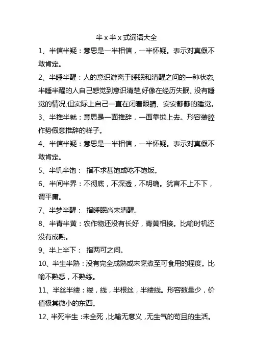 半x半x式词语大全