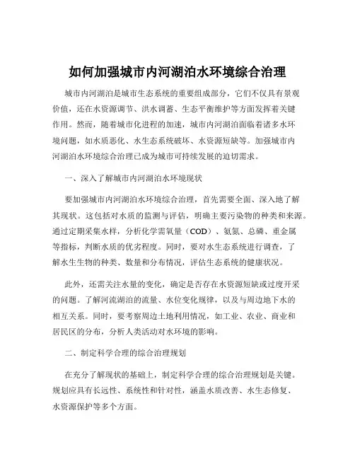 如何加强城市内河湖泊水环境综合治理