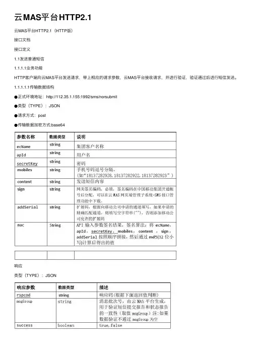 云MAS平台HTTP2.1