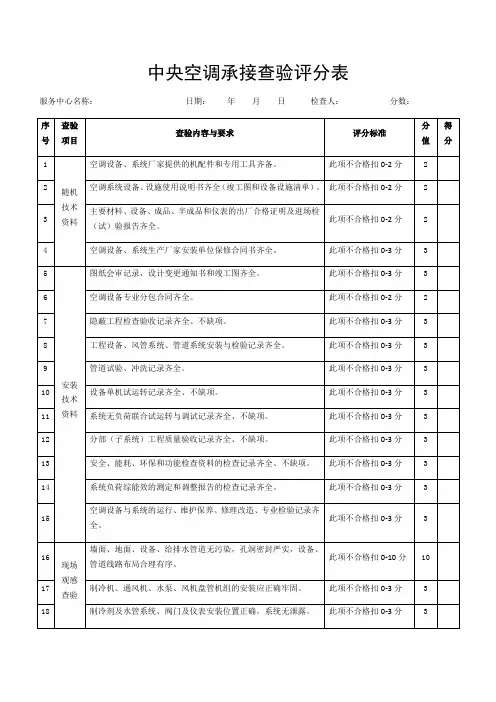 中央空调承接查验评分表