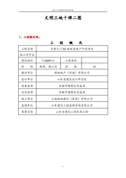 施工现场“十牌二图”