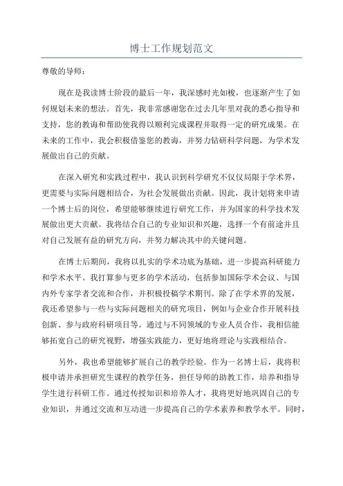 博士工作规划范文