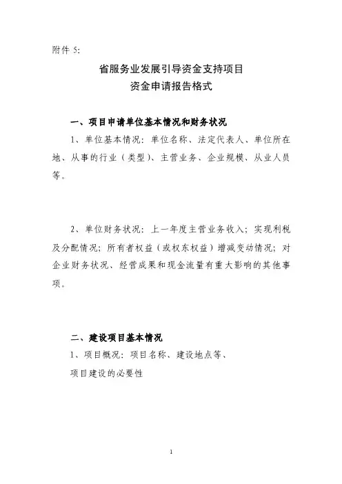 湖北省服务业项目资金申请报告