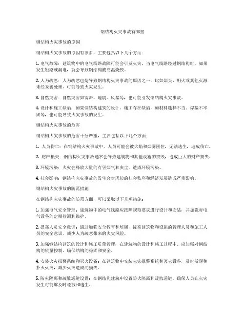 钢结构火灾事故有哪些
