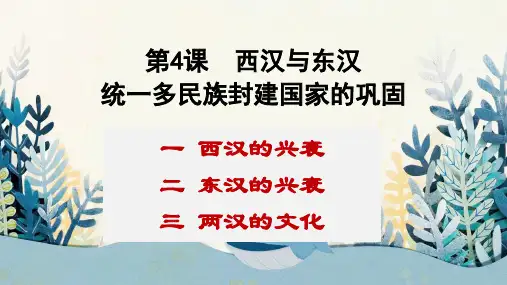 第4课+西汉与东汉——统一多民族封建国家的巩固+课件--高一上学期统编版必修中外历史纲要上