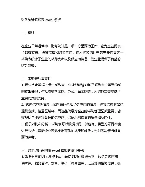 财务统计采购表excel模板