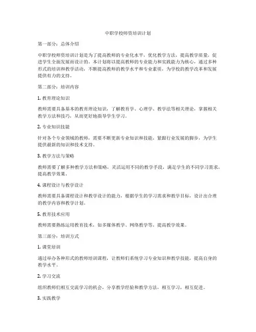 中职学校师资培训计划